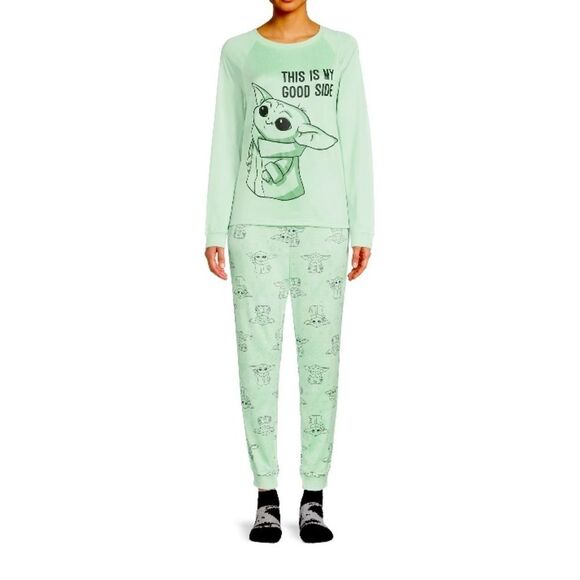 Star Wars The Mandalorian Baby Yoda Set of Pajama Color Bay Cozy Knit Oversized - Picture 1 of 16